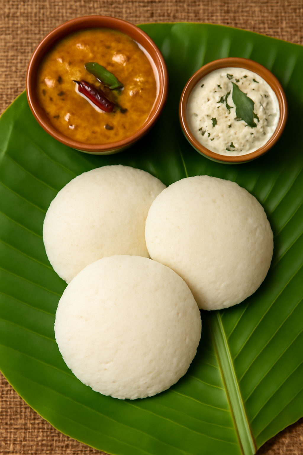 Steamed idli on plate